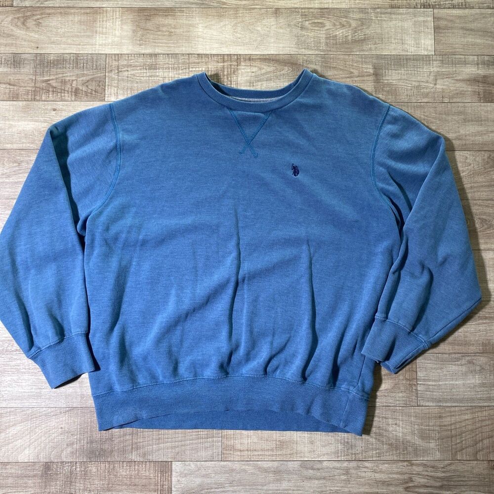 US Polo Assn Mens Long Sleeve Pullover Luxury Feel Sweater Sz XL Light Blue